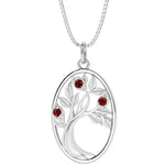 Garnet tree of life necklace oval shape