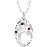 Garnet tree of life necklace oval shape
