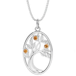 Citrine tree of life necklace oval shape 