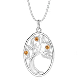 Citrine tree of life necklace oval shape 