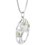 Peridot tree of life necklace in 14k white gold