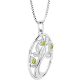 Peridot tree of life necklace in 14k white gold