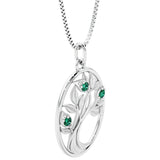 round emerald tree of life necklace in 14k white gold
