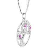 Pink Sapphire Tree of Life Oval Pendant in 14k Gold