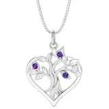 purple amethyst tree of life heart necklace in 14k white gold birthstone jewelry