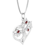 women's garnet tree of life heart necklace in 14k white gold birthstone gift 