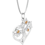 citrine tree of life heart necklace in 14k white gold birthstone gemstone gift