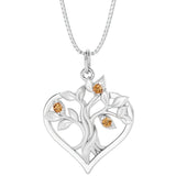 citrine tree of life heart necklace in 14k white gold birthstone jewelry