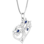 Blue Sapphire heart tree of life necklace 14k gold perfect for anniversary, birthday gifts.
