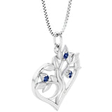 Blue Sapphire heart tree of life necklace 14k gold perfect for anniversary, birthday gifts.
