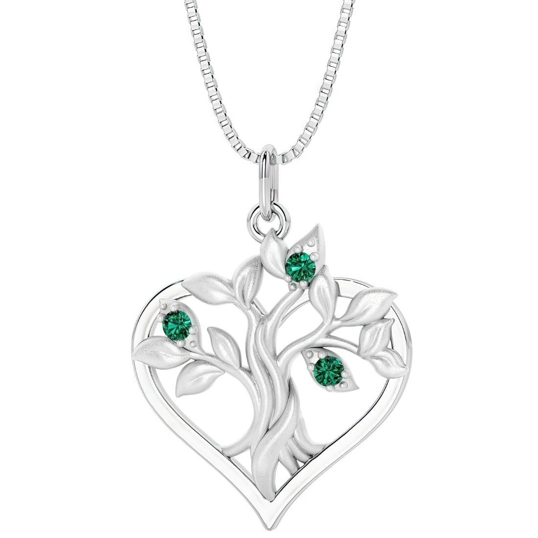 Green emerald tree of life necklace for women