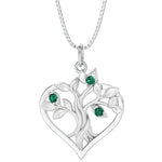 Green emerald tree of life necklace for women
