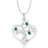Green emerald tree of life necklace for women