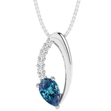 Pear Shape Alexandrite and Diamond Slider Pendant in 14K Gold