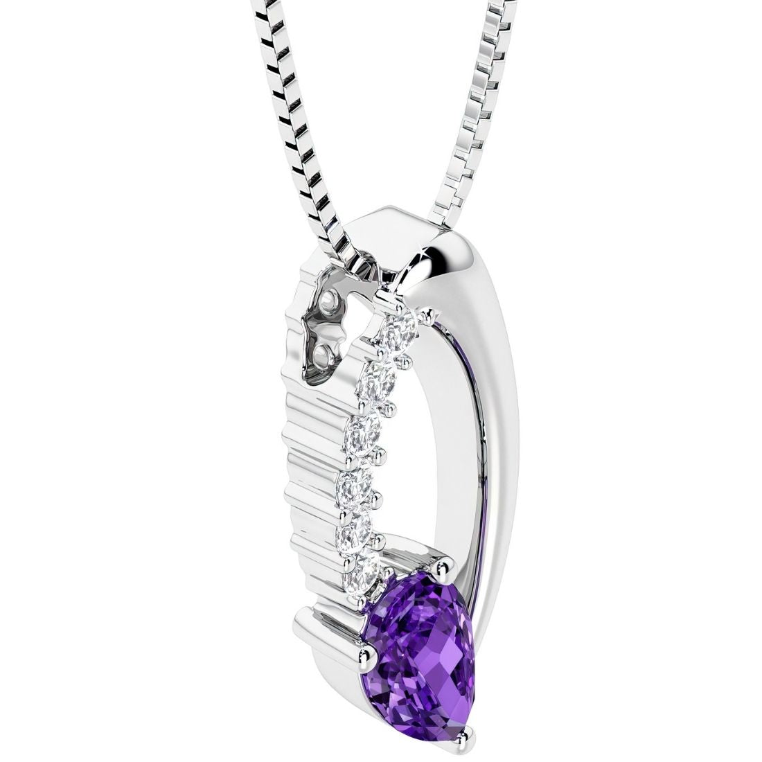 teardrop solitaire amethyst and diamond necklace for women by pel and co