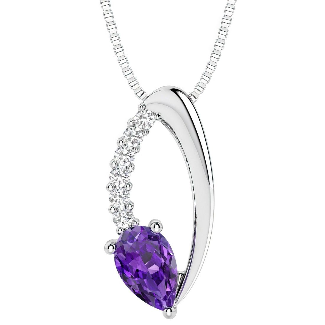 pear shape amethyst and diamond necklace for women by pel and co