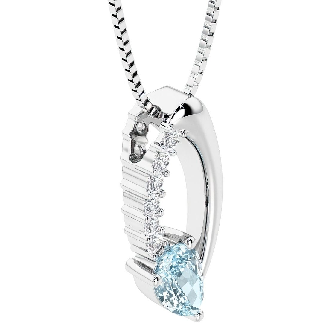 teardrop solitaire aquamarine and diamond necklace for women by pel and co