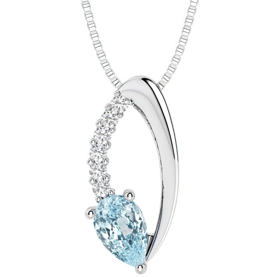pear shape aquamarine and diamond necklace for women by pel and co