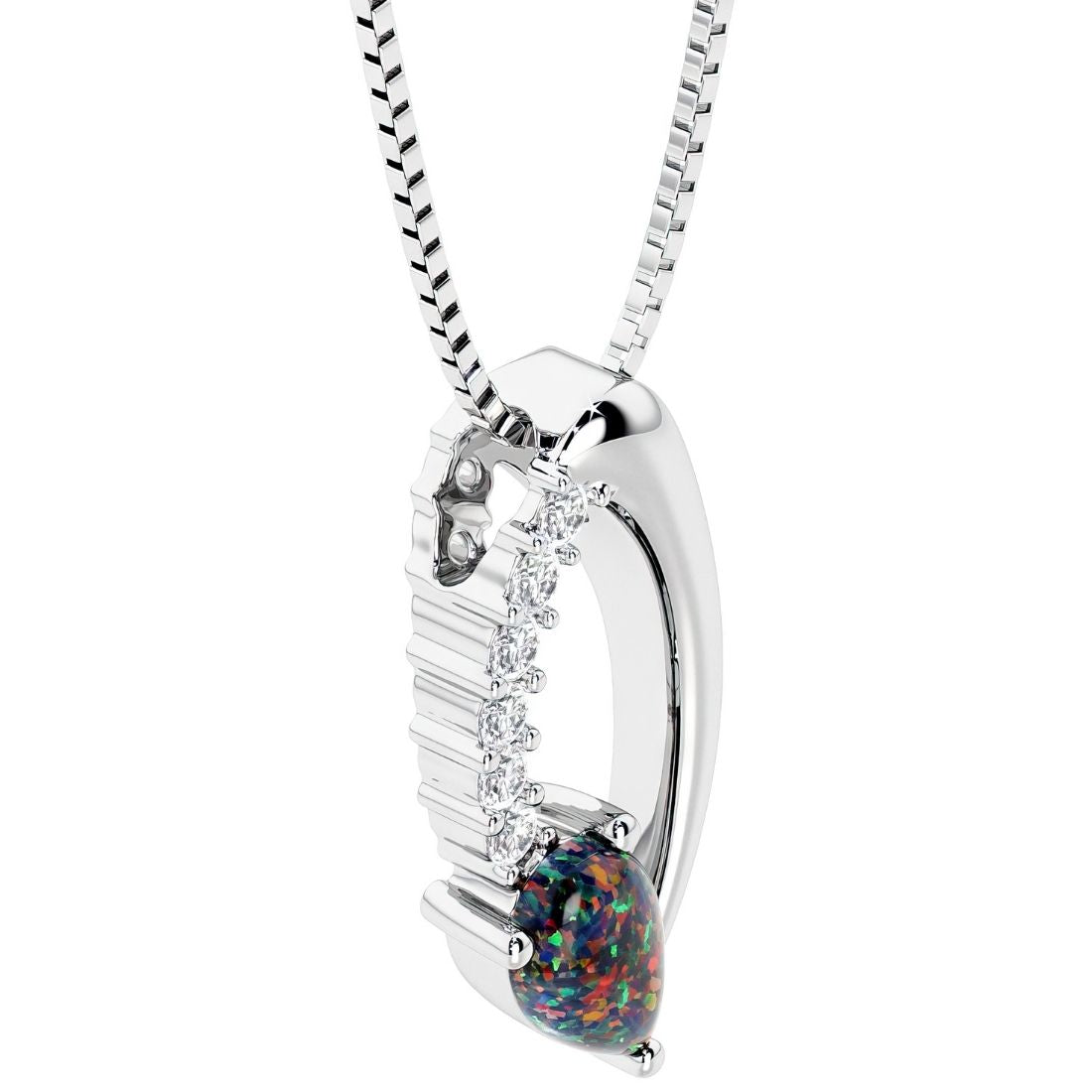 teardrop solitaire black opal and diamond necklace for women by pel and co