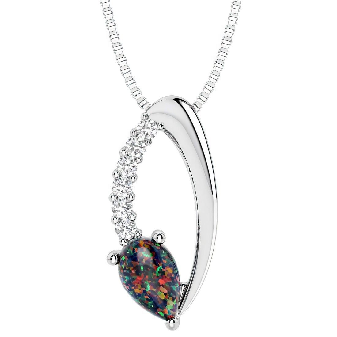 pear shape black opal and diamond necklace for women by pel and co