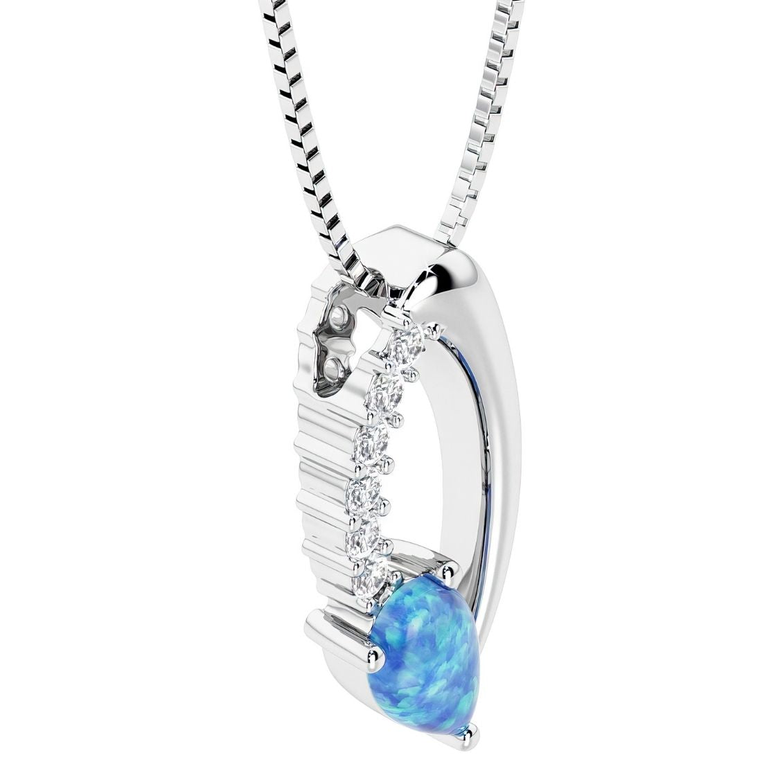 teardrop solitaire blue opal and diamond necklace for women by pel and co