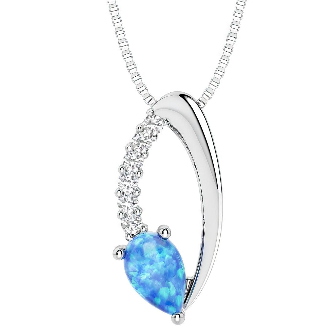 pear shape blue opal and diamond necklace for women by pel and co