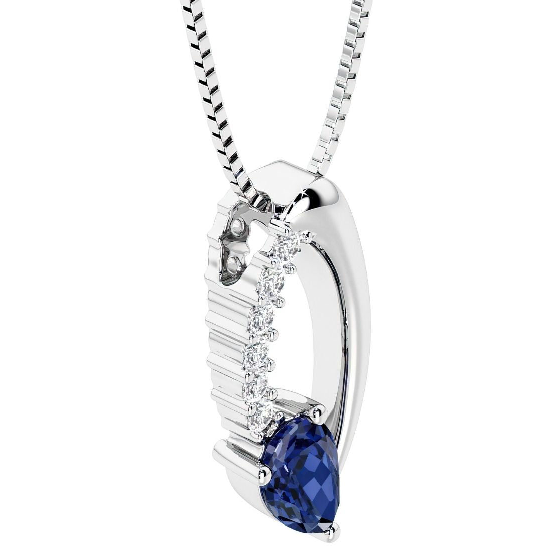 teardrop solitaire blue sapphire and diamond necklace for women by pel and co