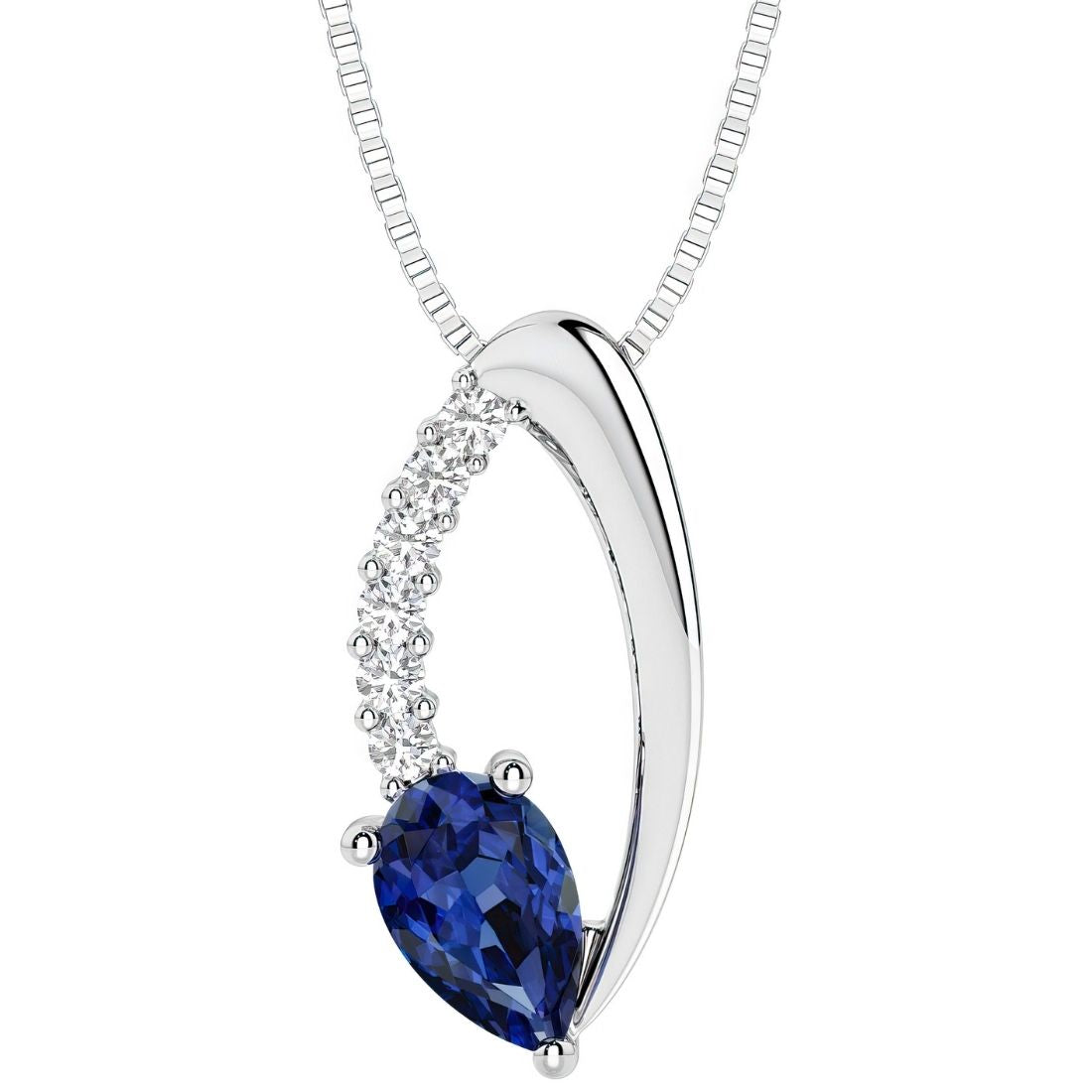 pear shape blue sapphire and diamond necklace for women by pel and co