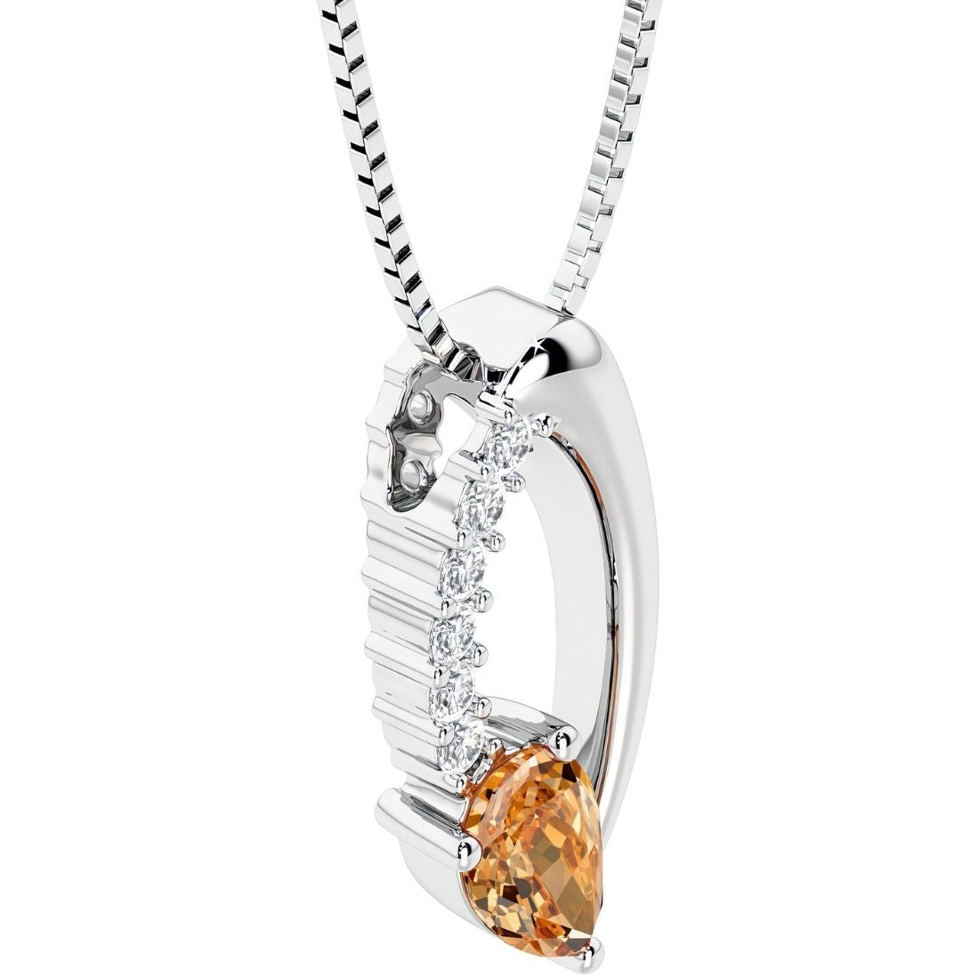 teardrop solitaire citrine and diamond necklace for women by pel and co