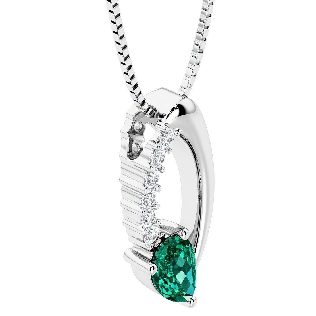 teardrop solitaire emerald and diamond necklace for women by pel and co