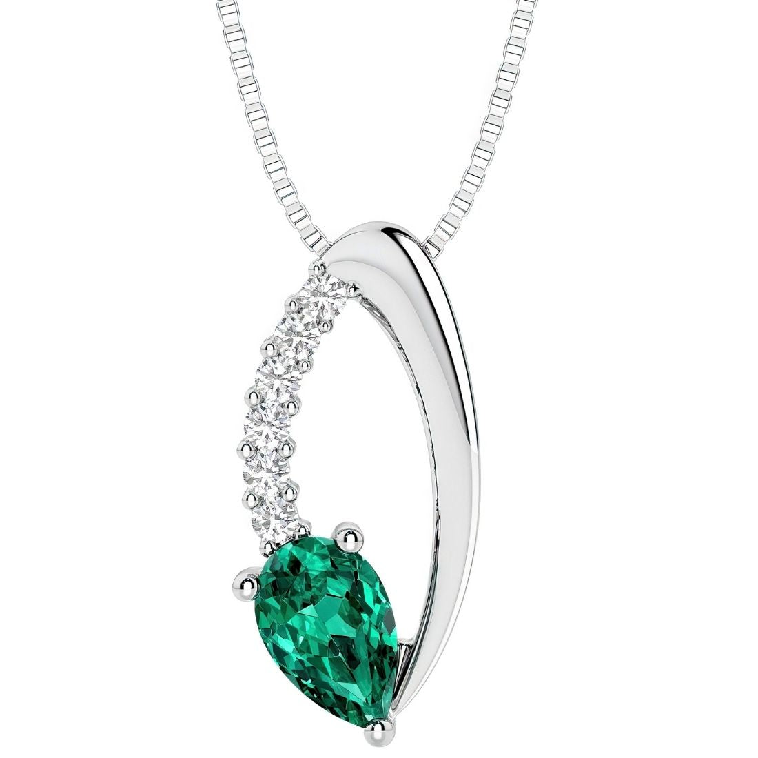 pear shape emerald and diamond necklace for women by pel and co