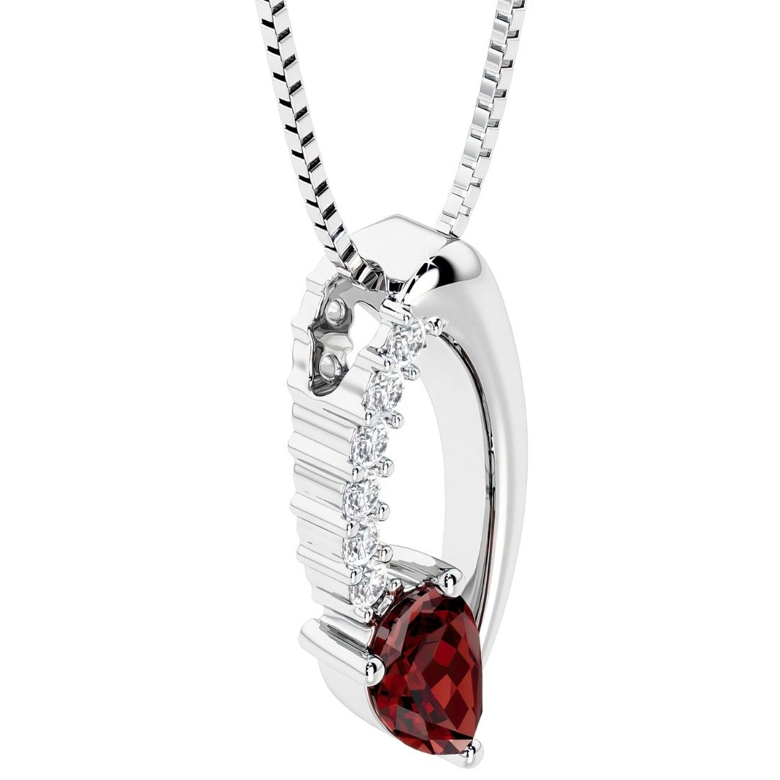 teardrop solitaire garnet and diamond necklace for women by pel and co