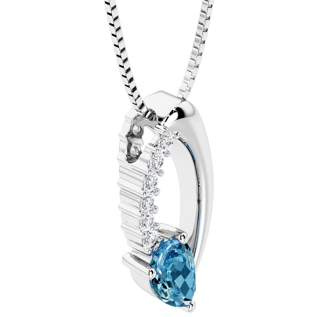 teardrop solitaire london blue topaz and diamond necklace for women by pel and co