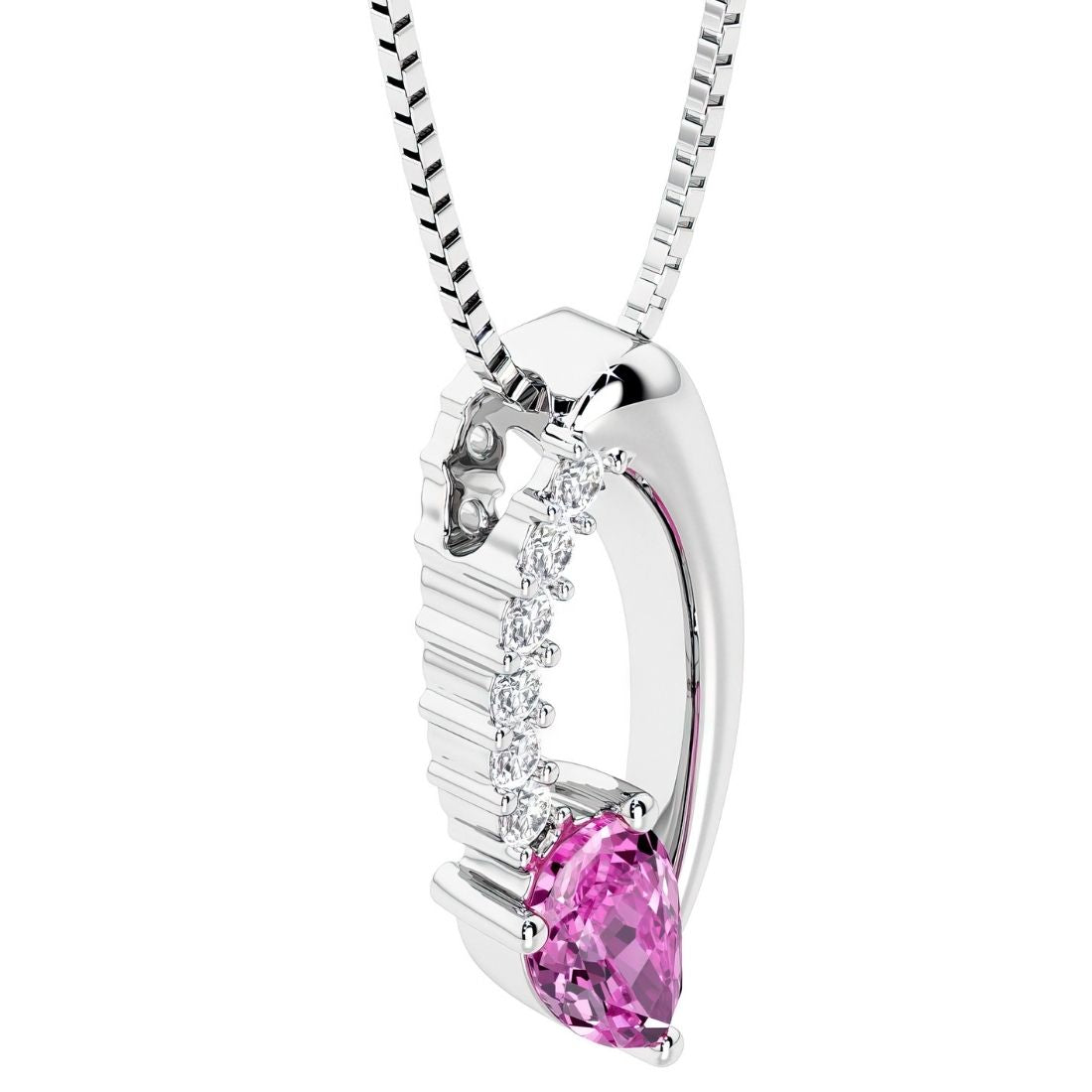 teardrop solitaire pink sapphire and diamond necklace for women by pel and co