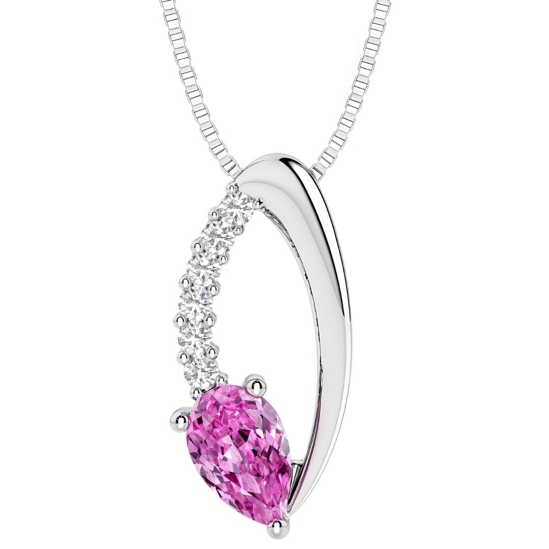 pear shape pink sapphire and diamond necklace for women by pel and co