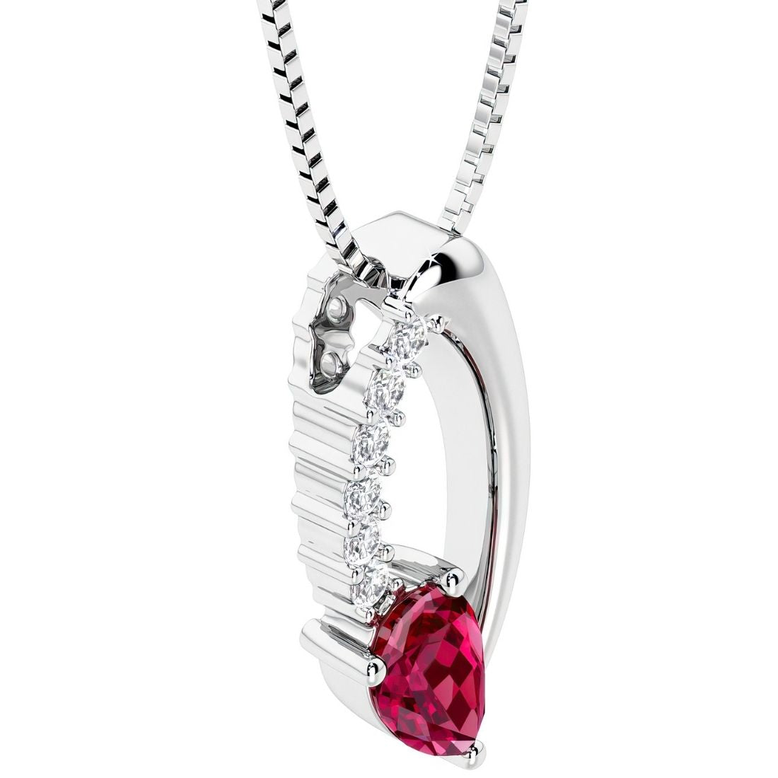teardrop solitaire ruby and diamond necklace for women by pel and co