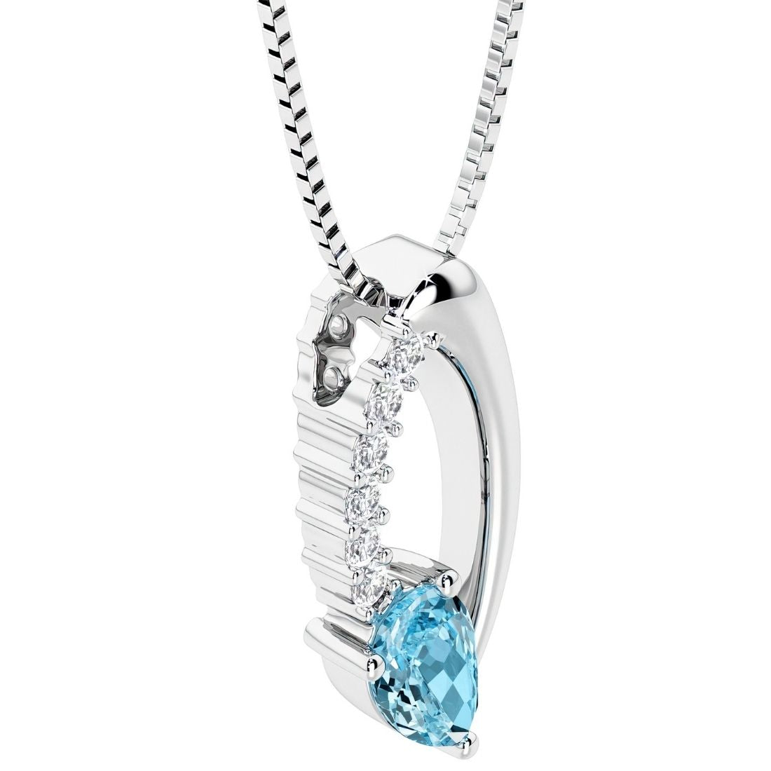 teardrop solitaire swiss blue topaz and diamond necklace for women by pel and co