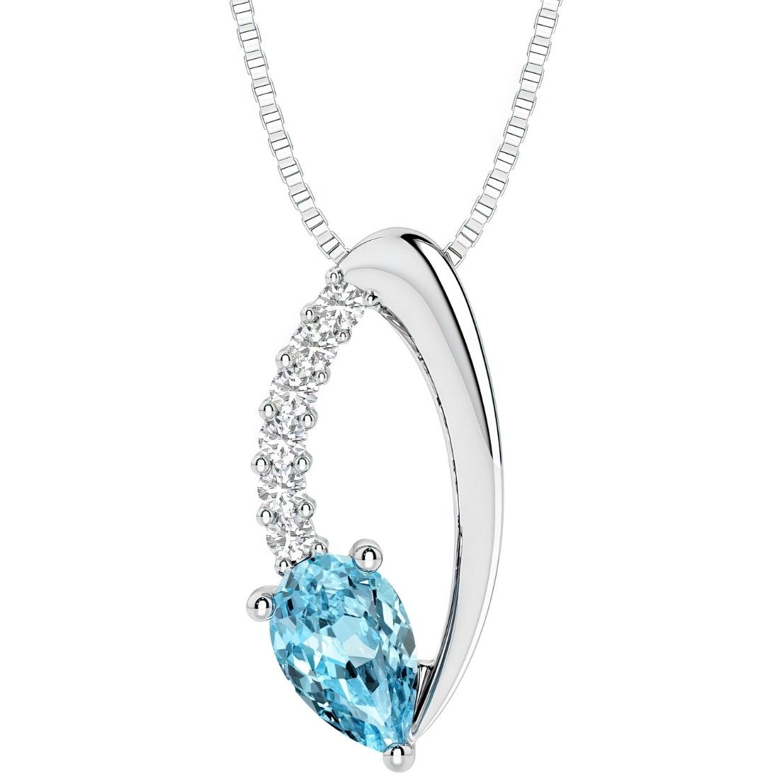 pear shape swiss blue topaz and diamond necklace for women by pel and co