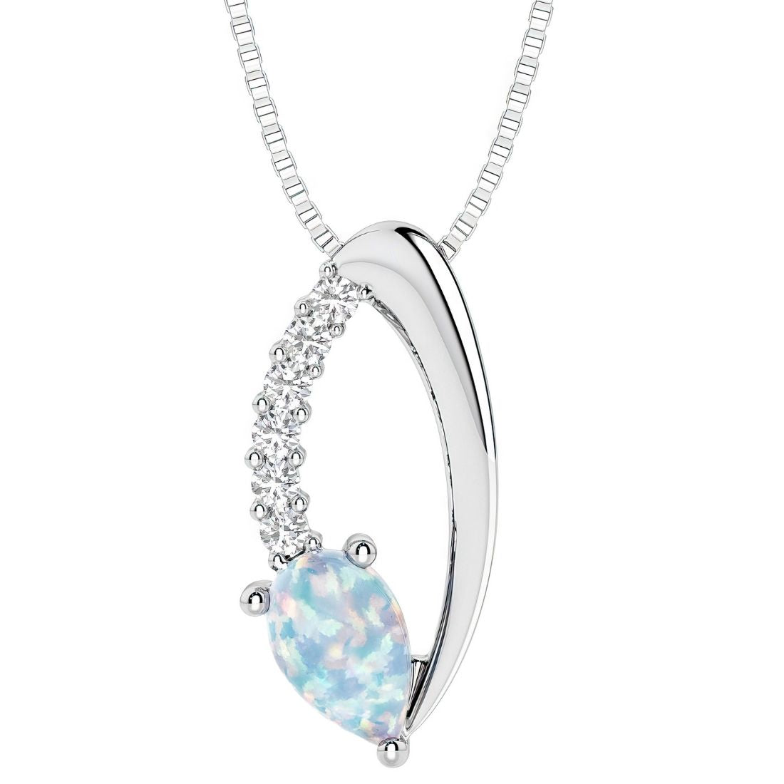 pear shape white opal and diamond necklace for women by pel and co