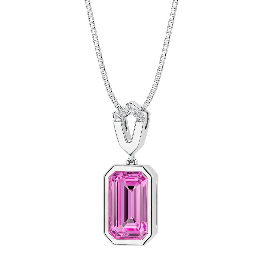 Pink sapphire gemstone necklace for women in white gold September birthstone jewelry