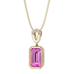 Yellow gold bezel set pink sapphire necklace for women custom jewelry by Pel & Co