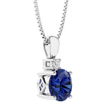Solitaire blue sapphire necklace with open gallery