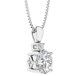 Diamond pendant set in white gold with open gallery setting, custom solitaire necklace by Pel & Co