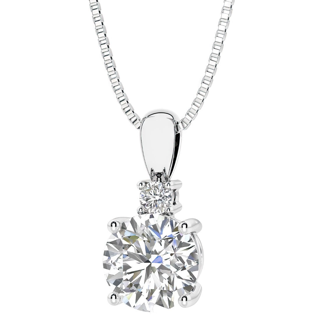 Diamond pendant necklace in white gold custom solitaire jewelry by Pel & Co