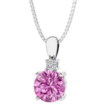Pink sapphire solitaire necklace with diamond by Pel & Co