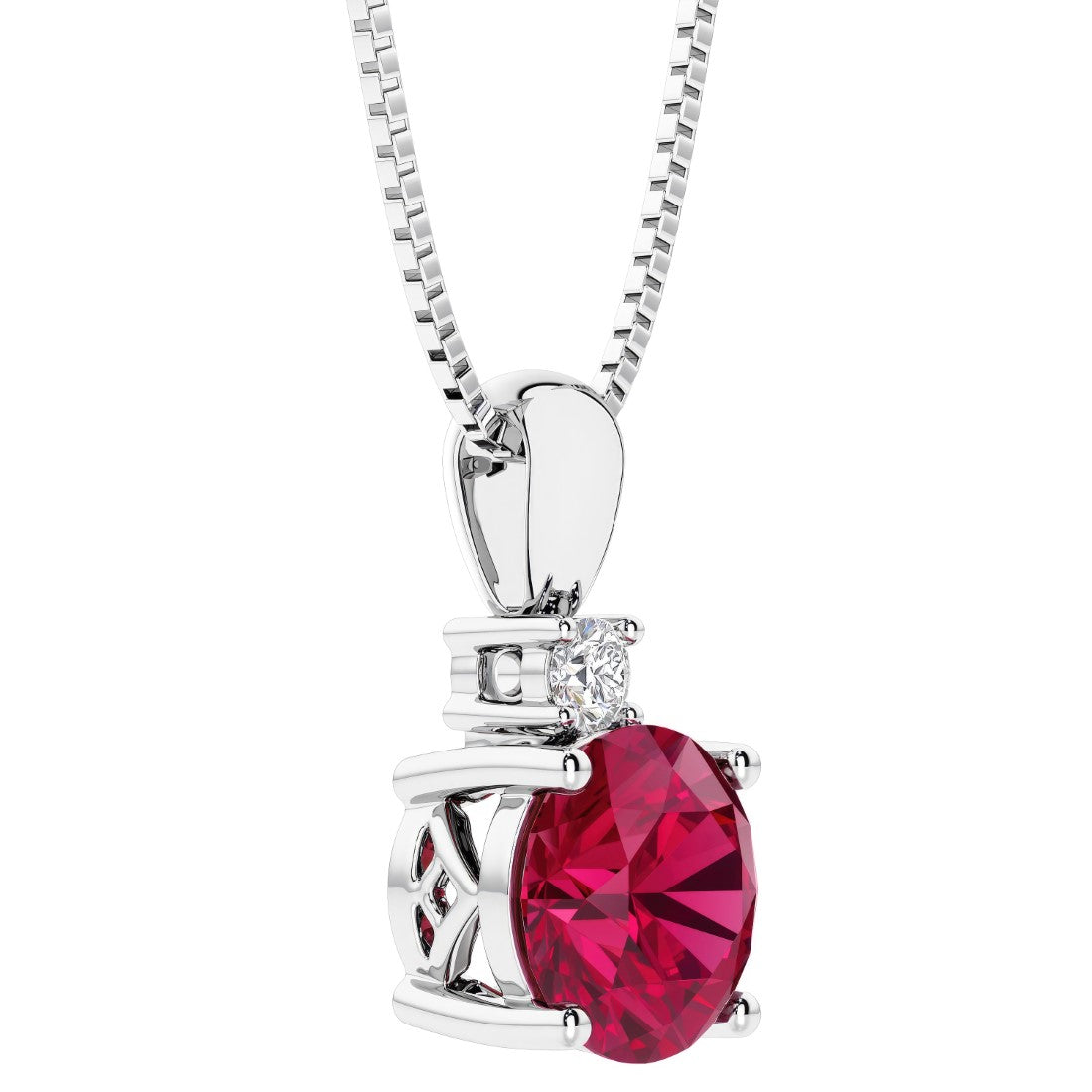 Women's white gold ruby necklace with diamond crafted by Pel & Co