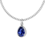 Ceylon blue sapphire pear shape pendant 14x10mm in 14k white gold, luxury solitaire necklace Pel & Co