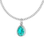 Neon blue green Paraiba tourmaline pear shape pendant 14x10mm in 14k white gold, rare gemstone necklace Pel & Co