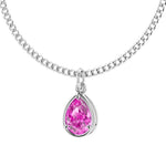 Pink sapphire pear shape pendant 14x10mm in 14k white gold, fine gemstone necklace Pel & Co