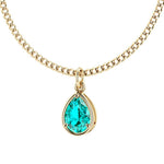 Paraiba tourmaline 14x10mm pear cut pendant necklace in 14k yellow gold – neon blue green gemstone Pel & Co